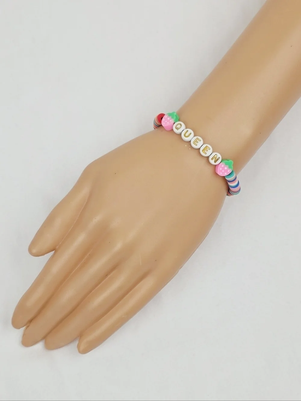 Handmade Clay Bead Multi Color Queen Strawberry  Bracelet